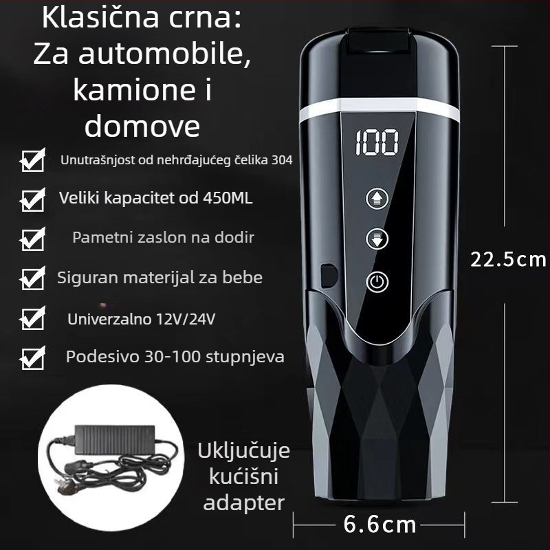 Automobilska grijana čaša za vodu 12V/24V, ABS, 65–95W, Model JZ-6581