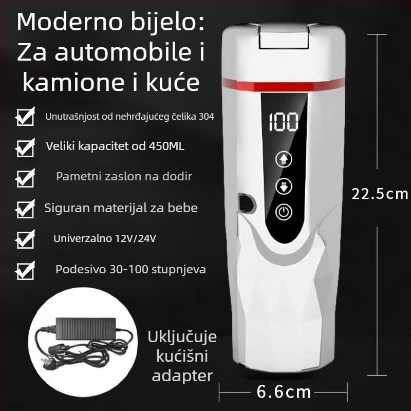Automobilska grijana čaša za vodu 12V/24V, ABS, 65–95W, Model JZ-6581