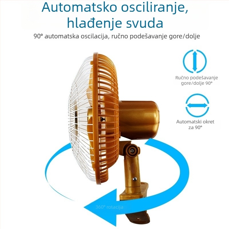 Auto ventilator s klipom i rotirajućom glavom, 12V/24V, 25–80W, plastika