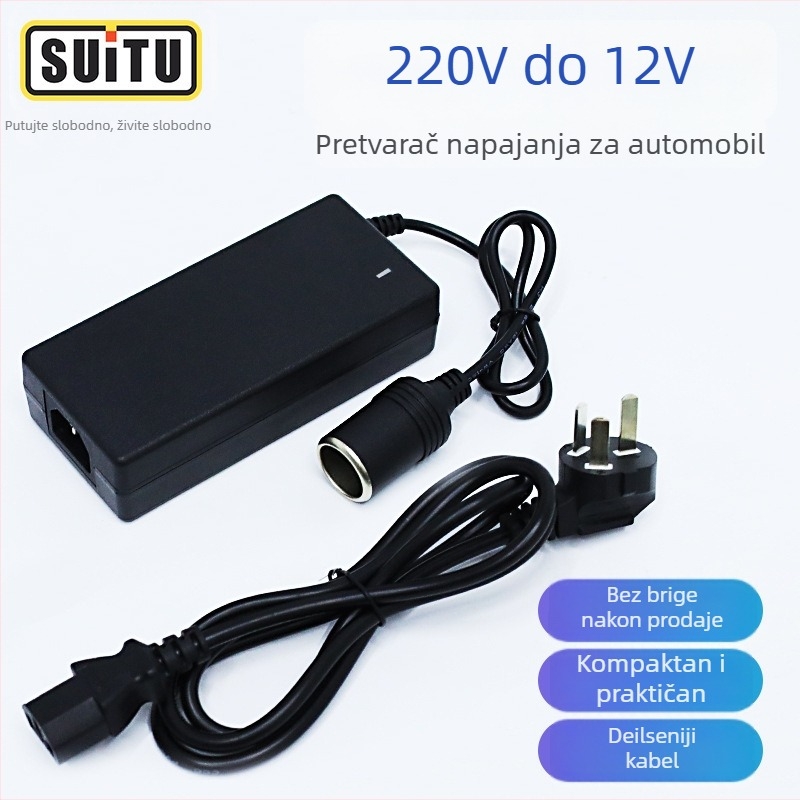 AC-180 Pretvarač 220V na 12V, 60-96W, za auto i kućnu upotrebu
