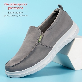 Muške slip-on cipele za vožnju, prozračni gornji dio od rastezljive tkanine, lagana PU potplata, protuklizna, latex ulošak