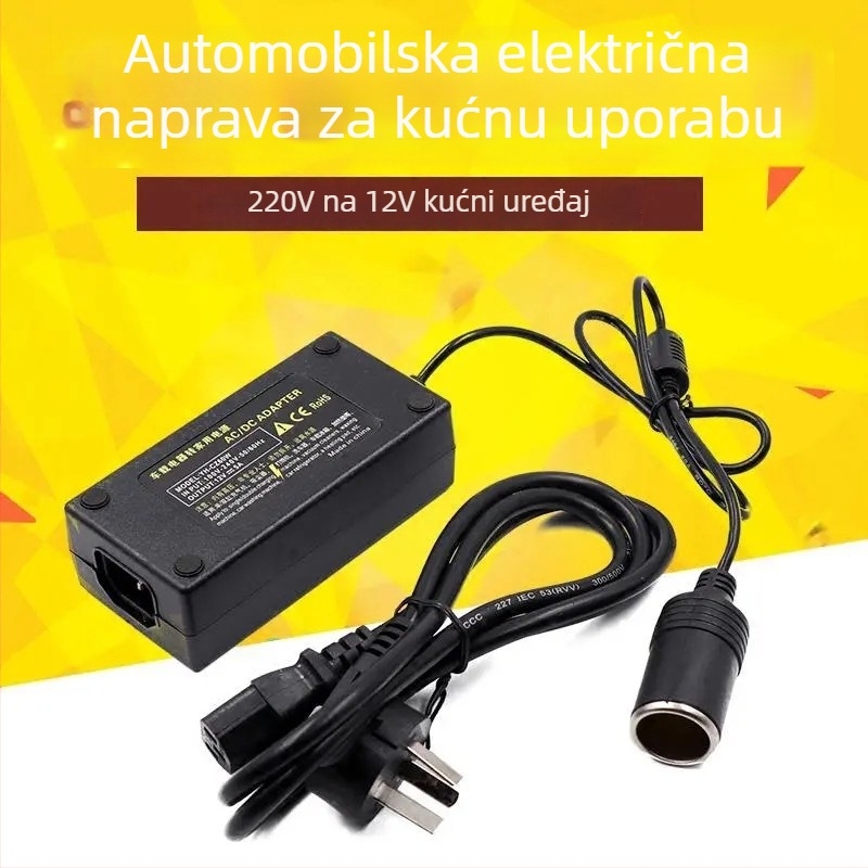Automobilski pretvarač 220V AC na 12V DC s izlazima 5A/6A/8A/10A, oko 60W, za usisavač u automobilu i hladnjak