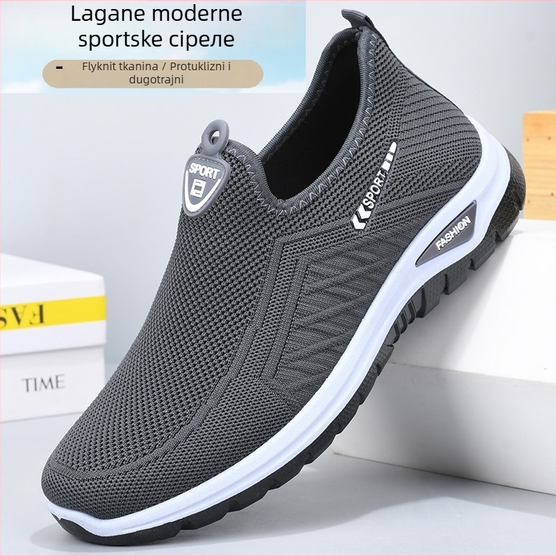 Muške Slip-On tenisice s prozračnim mrežastim gornjim dijelom, okrugli vrh, gumasti potplat, niski potpetica 1–3 cm