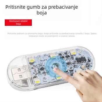 Automobilsko USB dotykovno atmosfersko svjetlo s glasovnim upravljanjem, višenamjensko noćno svjetlo i kutija za pohranu (12V • 1.5W • 0.3A • USB touch atmosphere light)