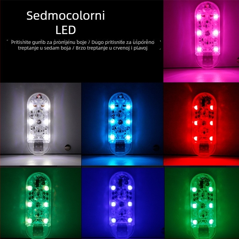 Automobilsko USB dotykovno atmosfersko svjetlo s glasovnim upravljanjem, višenamjensko noćno svjetlo i kutija za pohranu (12V • 1.5W • 0.3A • USB touch atmosphere light)