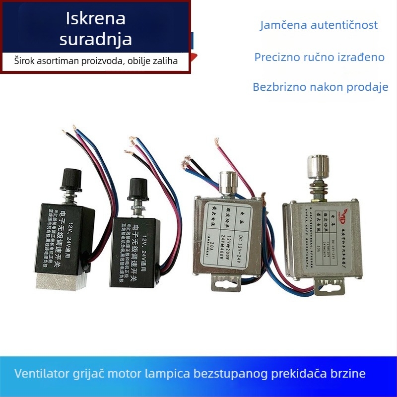 Regulator brzine bez stupnjeva za 12V-24V automobilni ventilator i grijač, s hladnjakom