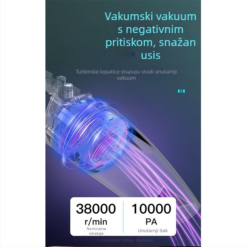 Mini usisavač za automobil – mokro i suho korištenje, usis 9000 Pa, 12 V, 120 W, kabel 450 cm