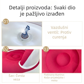 Naduvani jednosedni kamping ležaljka s plišanim površinom (flocked), sklopiva, s vanjskom pumpom; težina 1,1 kg, nosivost 200 kg, 1 sloj