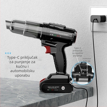 Ručni bežični usisavač za automobil, 7.4V, 110W, 6000Pa, Brushless