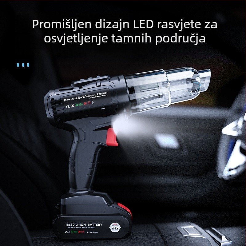 Ručni bežični usisavač za automobil, 7.4V, 110W, 6000Pa, Brushless