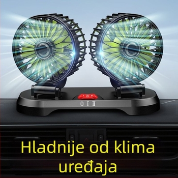 Automobilski ventilator s dvije glave, 12V za kombije, 24V za kamione, USB ventilator za hlađenje