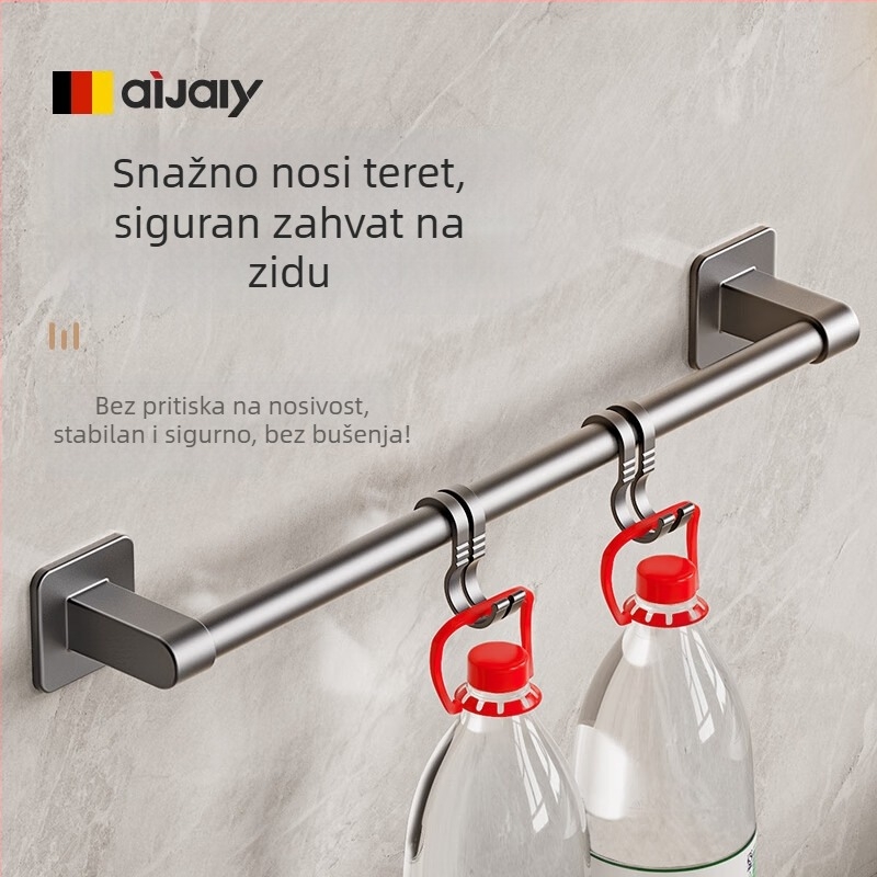 Držač za ručnike od Space aluminija, bez bušenja, zidni, nosivost 15 kg, završna plastifikacija sprejem