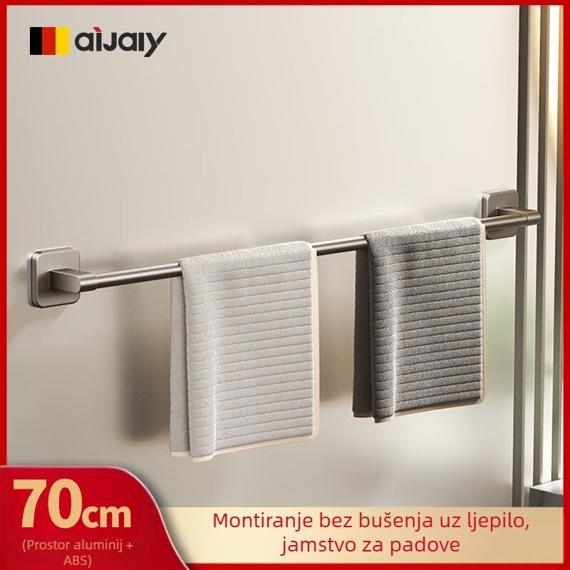 Držač za ručnike od Space aluminija, bez bušenja, zidni, nosivost 15 kg, završna plastifikacija sprejem