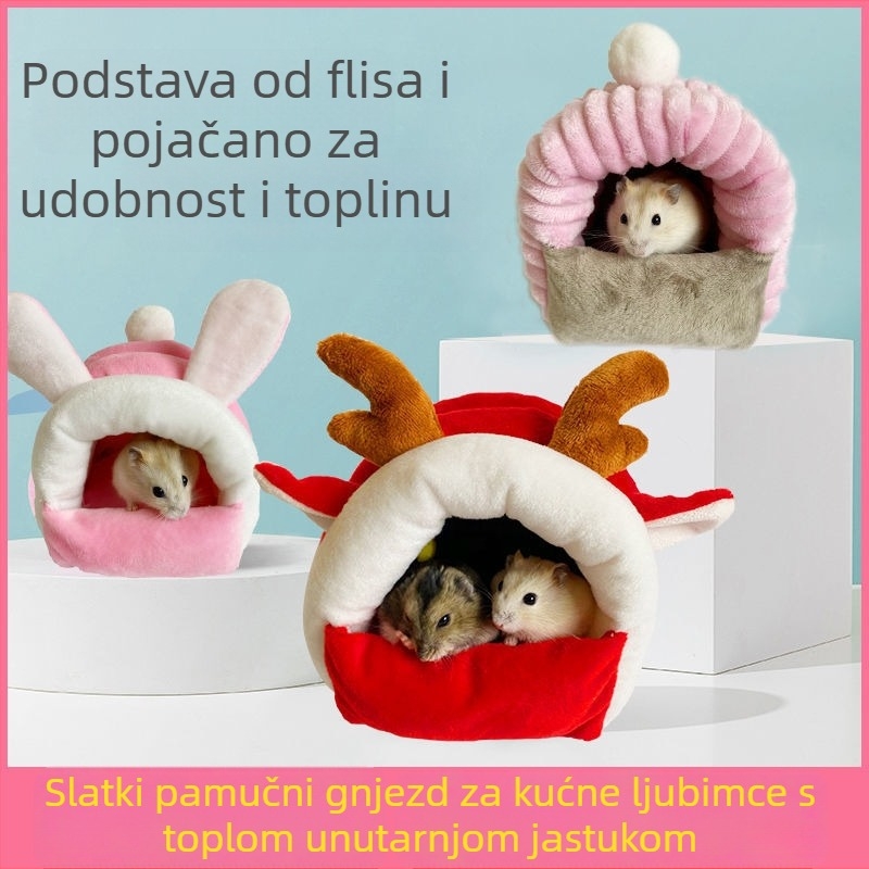 Gnijezdo za hamstera od poliestera, topla pamučna unutrašnjost, za zimsku upotrebu