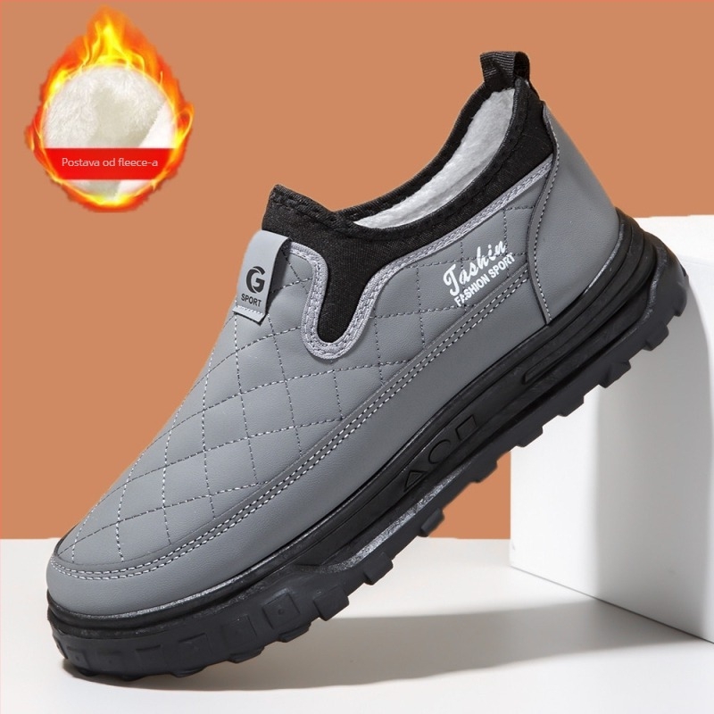 Zimske slip-on tenisice od platna s fleec podstavom, PU uloškom i gumom – tople i protuklizne