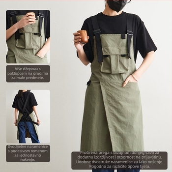 Pregača bez rukava, korejski stil, poliester, otpornost na mrlje, jednobojna