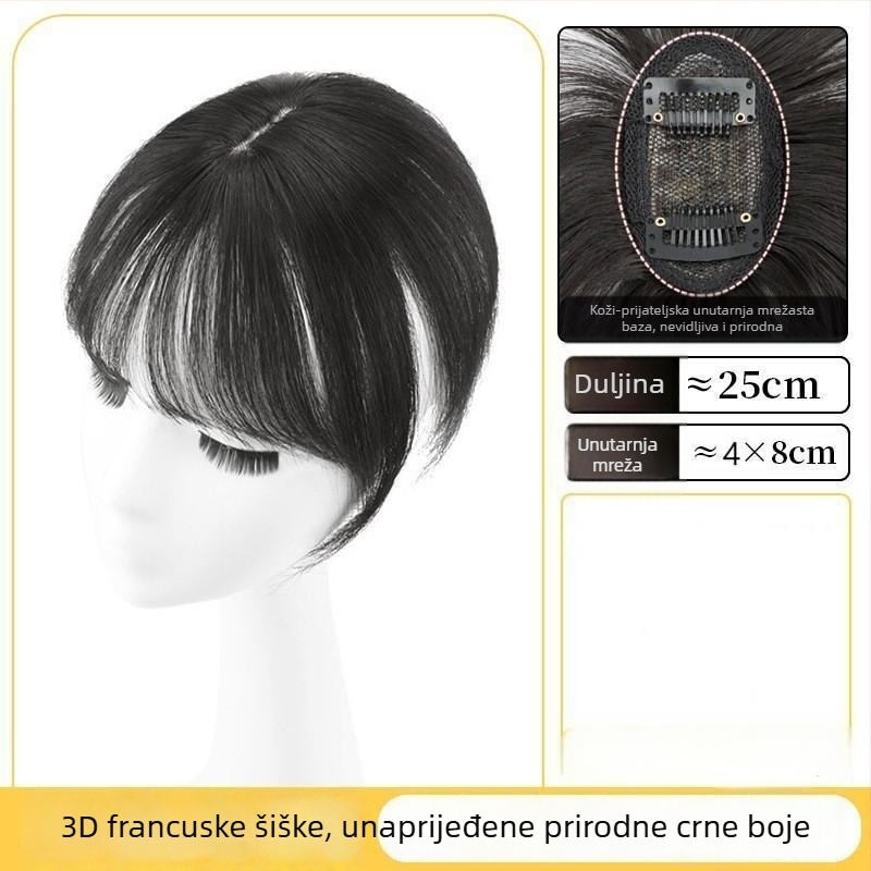 Perika s fringeom za žene, prirodan izgled, bezšivne dodaje volumen, sintetička kosa otporna na toplinu, konstrukcija s mehanizmom, može se bojati i kovrčati, frizura ravna ili nagnuta, pokriva sijedu kosu i dodaje volumen