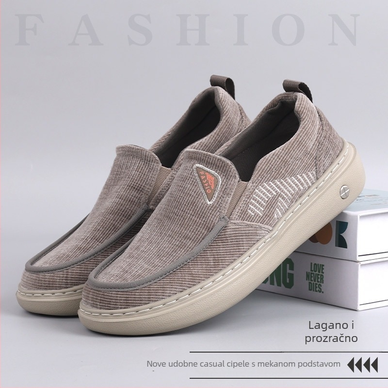Muške slip-on casual cipele s prozračnim pamukim gornjim dijelom, niski profil, pletena podstava, EVA potplat, elastna traka za lakše oblačenje