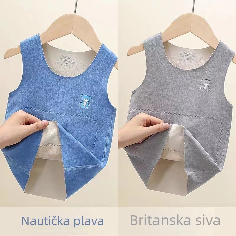 Dječja samonagrađujuća termo vest s flisom, mekana tkanina, okrugli vrat, zimski temeljni sloj