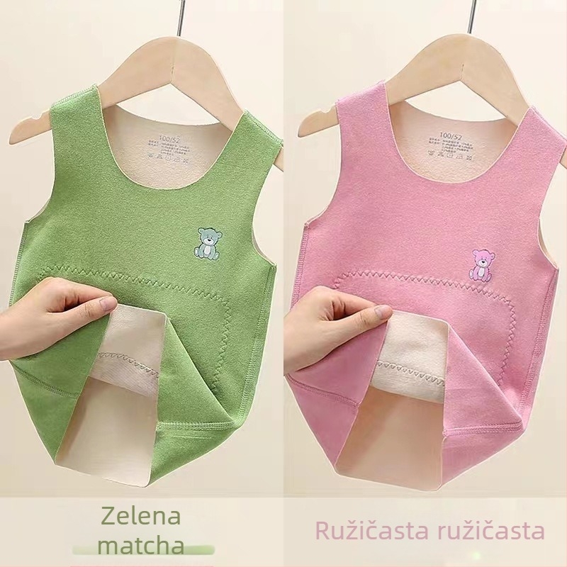 Dječja samonagrađujuća termo vest s flisom, mekana tkanina, okrugli vrat, zimski temeljni sloj