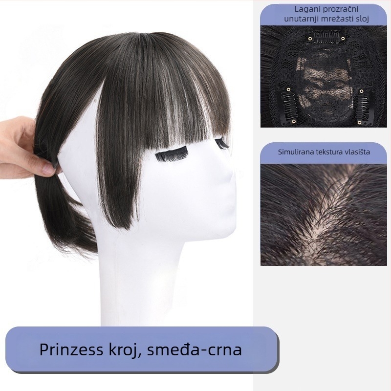 Perika s bangs u stilu princeze, model LH52, vlakna otporna na toplinu, qi bangs, povećava volumen kose, lako za nošenje
