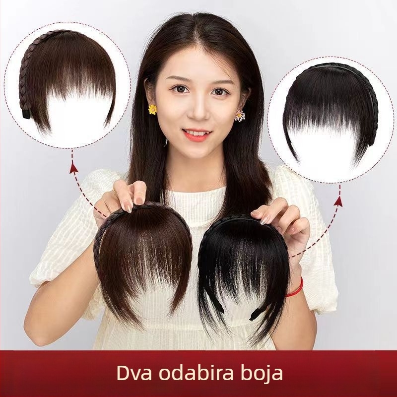 Perika s bangs - Jednostruka pletenica na traku za glavu - kosa od visokotemperaturnog žice - oblikovanje lica - podrijetlo Henan