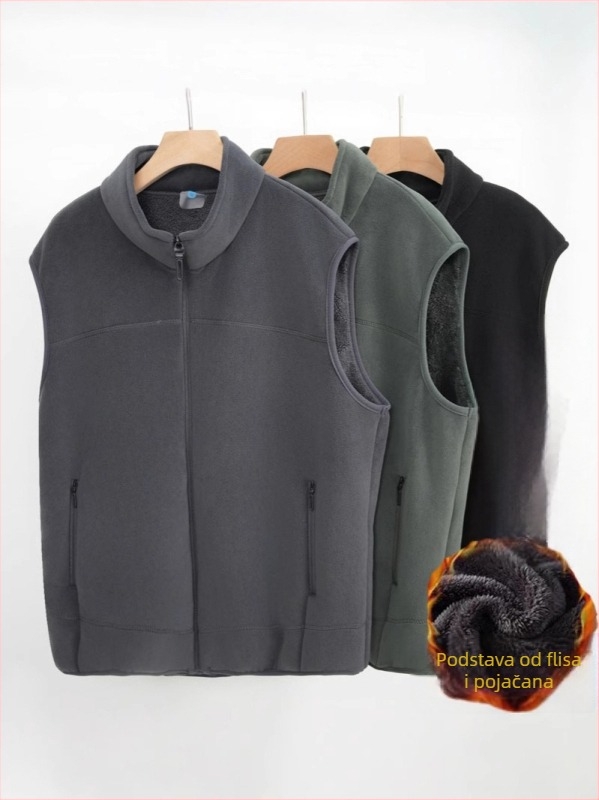 Muški fleec prsluk u korejskom stilu, labav kroj s patentnim zatvaračem, jesen 2024