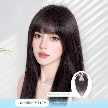 Dio peruke s mrežastim pramenima leptira, prirodna kosa, model 712, ravni dio, može se bojiti i uvijati