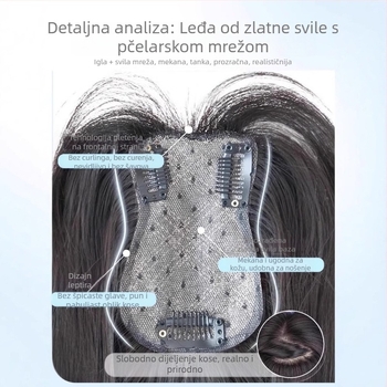 Dio peruke s mrežastim pramenima leptira, prirodna kosa, model 712, ravni dio, može se bojiti i uvijati