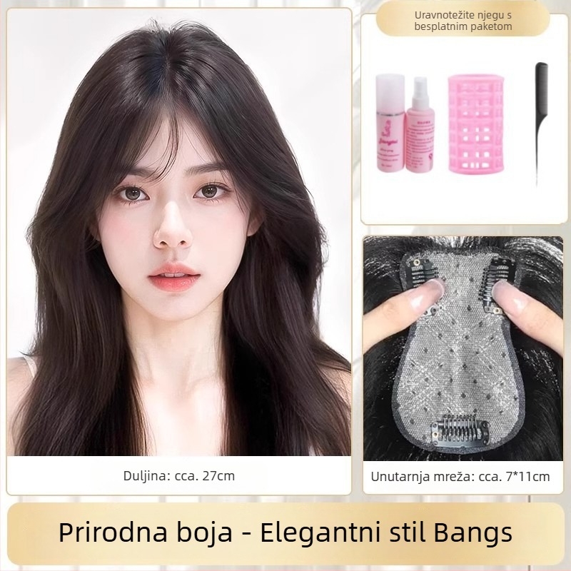Dio peruke s mrežastim pramenima leptira, prirodna kosa, model 712, ravni dio, može se bojiti i uvijati