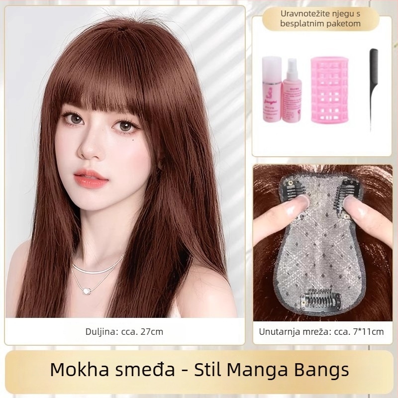 Dio peruke s mrežastim pramenima leptira, prirodna kosa, model 712, ravni dio, može se bojiti i uvijati