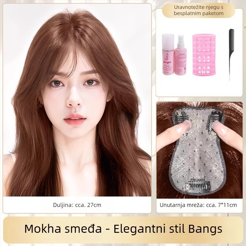 Dio peruke s mrežastim pramenima leptira, prirodna kosa, model 712, ravni dio, može se bojiti i uvijati