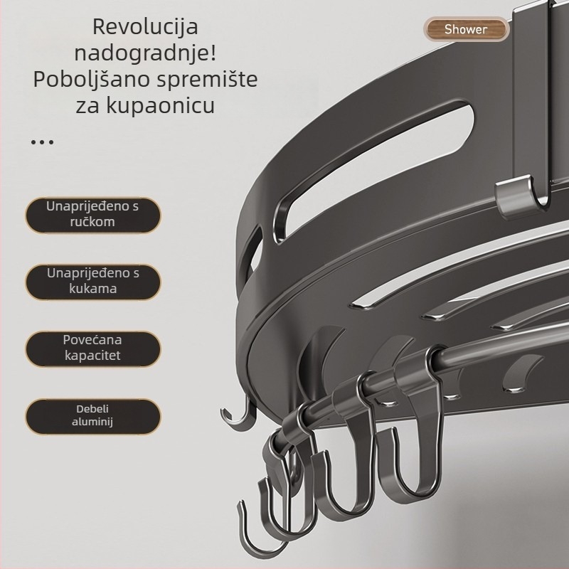 Trokatni zidni regač za kupaonicu – aluminijska legura, površina: sprej plastika, nosivost 10 kg, 1–3 razine, stil: lagani luksuz