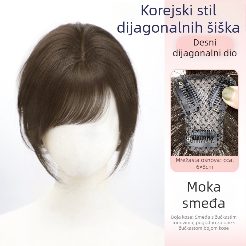 Topper za kosu za žene — vlakna otporna na visoke temperature, ravne vlasi, mehanička obrada, bez boja i bez perm