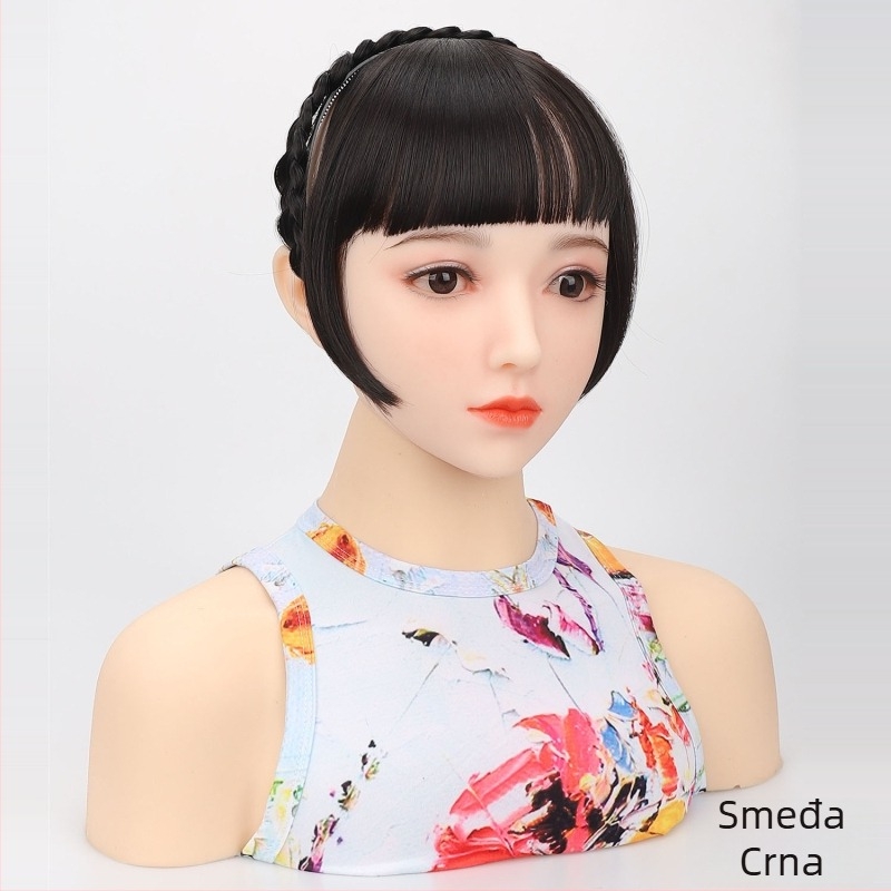 Mei Rui YG3318 Hairband s pletenicom riblje kosti i šiškama, visoko temperačna žica, realistične guste šiške