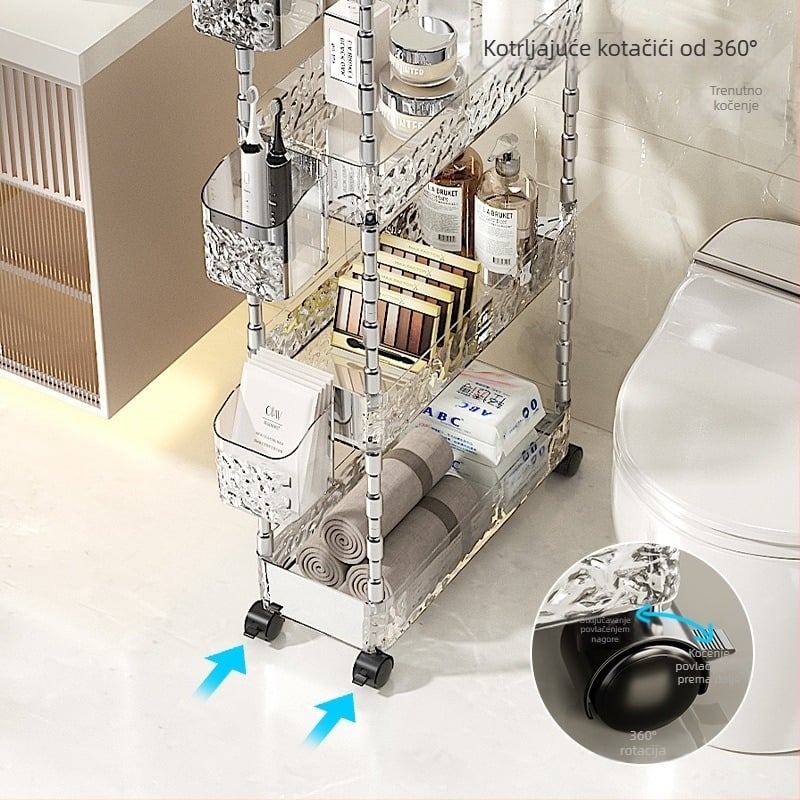 Plastični 4-slojni kupaonski ormarić za prostor između WC-a, nosivost 5 kg