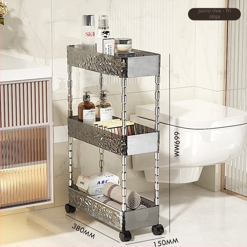 Plastični 4-slojni kupaonski ormarić za prostor između WC-a, nosivost 5 kg