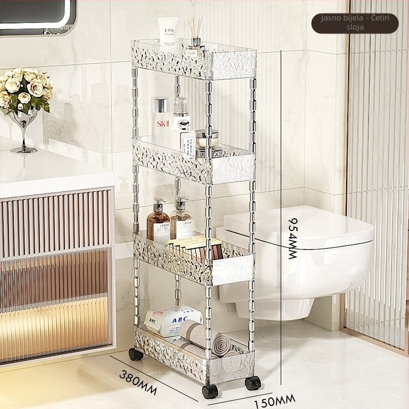 Plastični 4-slojni kupaonski ormarić za prostor između WC-a, nosivost 5 kg