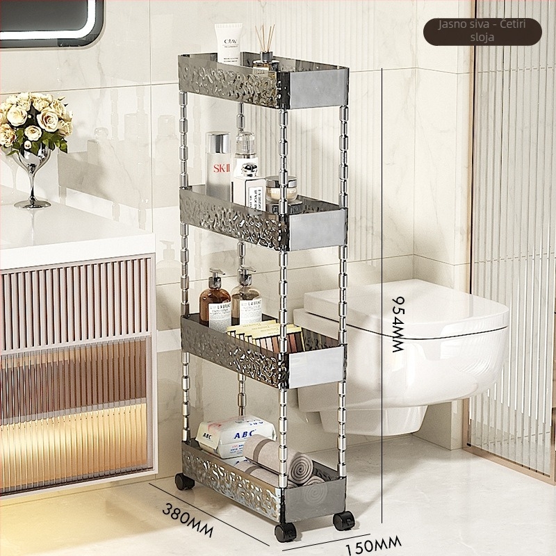 Plastični 4-slojni kupaonski ormarić za prostor između WC-a, nosivost 5 kg