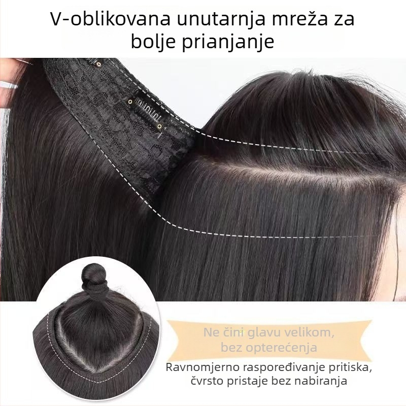 Perika za žene s dugom kovrčavom kosom, bezšivni prirodni izgled, vlakna otporna na visoke temperature, kosa u korejskom stilu