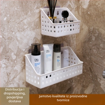 Zidni ormarič za kupaonicu s usisnom čašom, bez bušenja, 1 razina, plastika, nosivost 10 kg