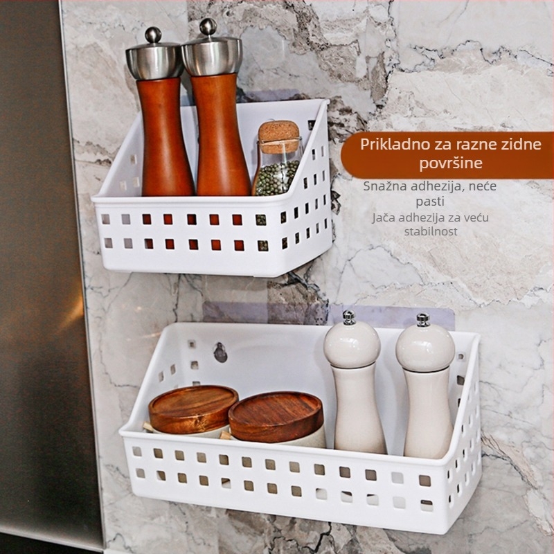 Zidni ormarič za kupaonicu s usisnom čašom, bez bušenja, 1 razina, plastika, nosivost 10 kg