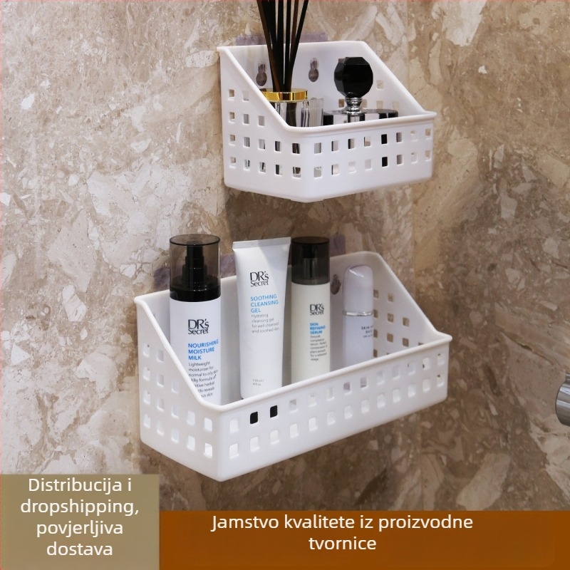 Zidni ormarič za kupaonicu s usisnom čašom, bez bušenja, 1 razina, plastika, nosivost 10 kg