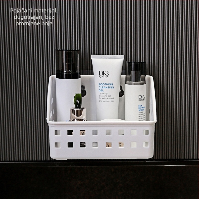 Zidni ormarič za kupaonicu s usisnom čašom, bez bušenja, 1 razina, plastika, nosivost 10 kg