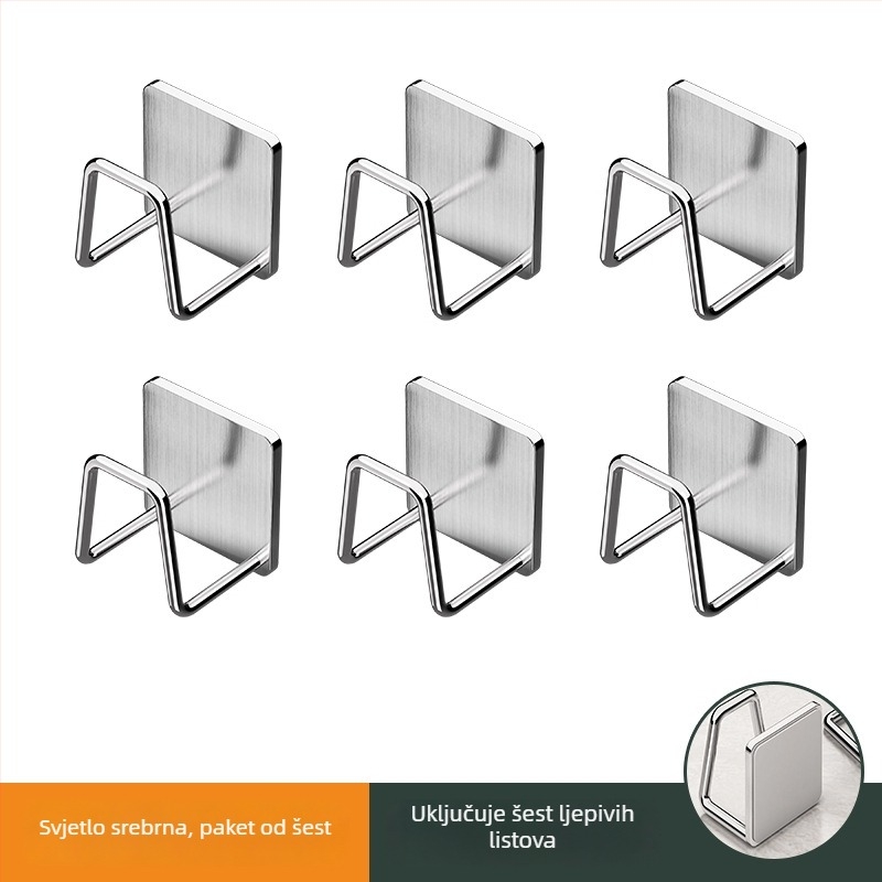 Nerđajući čelični viseći ormarić za kupaonicu ispod umivaona s kukama, brušeni završetak, 1 razina, nosivost 1 kg