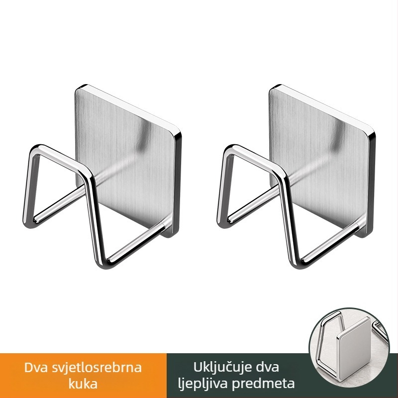 Nerđajući čelični viseći ormarić za kupaonicu ispod umivaona s kukama, brušeni završetak, 1 razina, nosivost 1 kg