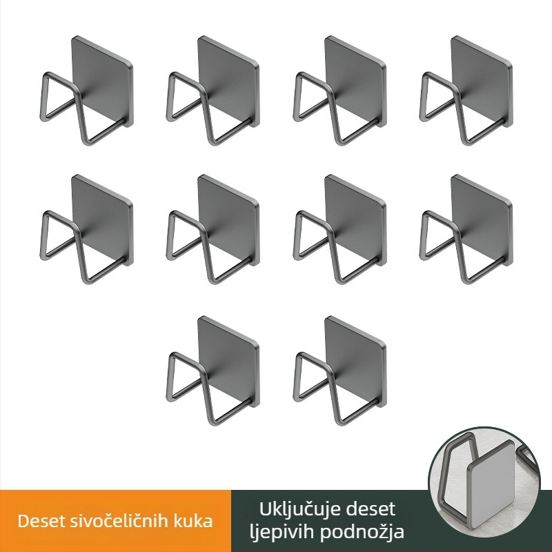 Nerđajući čelični viseći ormarić za kupaonicu ispod umivaona s kukama, brušeni završetak, 1 razina, nosivost 1 kg