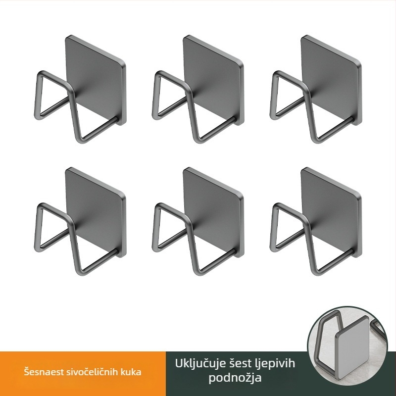 Nerđajući čelični viseći ormarić za kupaonicu ispod umivaona s kukama, brušeni završetak, 1 razina, nosivost 1 kg