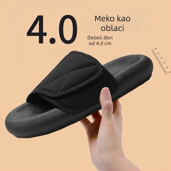 Muške papuče za ljeto, otvoreni prsti, protuklizna podloga, debela podloga za povećanje visine, mrežasti gornji dio, Velcro kopča