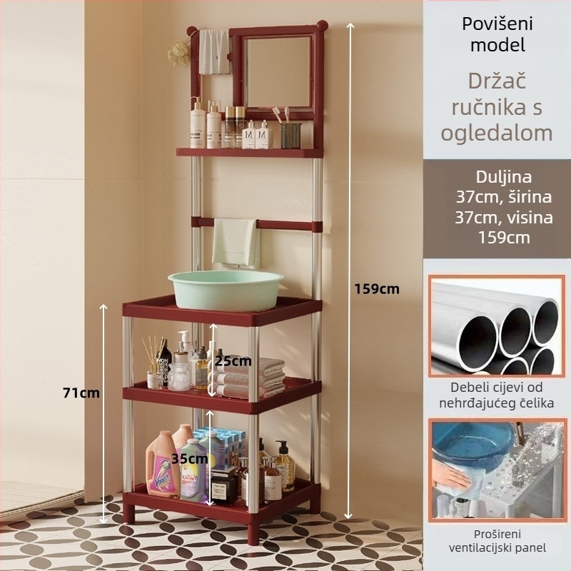 3-etažni plastični stalak za umivaonik u modernom minimalističkom stilu